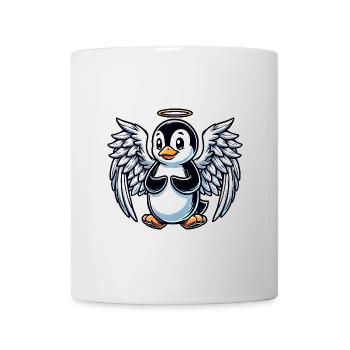 Mignon pingouin dessin animé ange ailes halo - Mug blanc - blanc - Devant