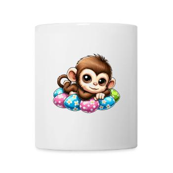 Cute Monkey Easter Eggs Easter Chilling Cartoon - Mug - white - Front