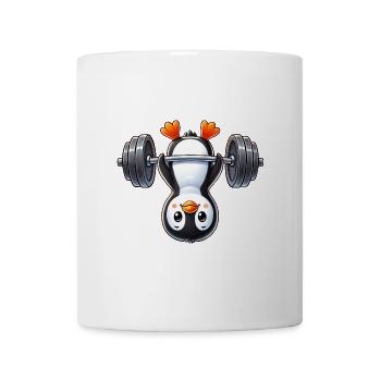 Süßer Pinguin Langhantel Cartoon Sport - Tasse - Weiß - Vorne