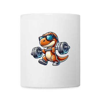 T-Rex Langhantel Training Cartoon Sonnenbrille - Tasse - Weiß - Vorne