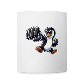 Cooler Pinguin Faust Karate Pinguin Cartoon - Tasse - Weiß - Vorne