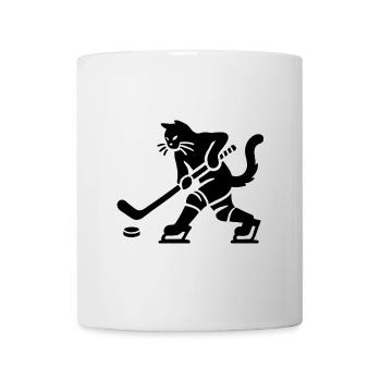 Katze Eishockey Minimalistisch Silhouette Spieler - Mug - white - Front