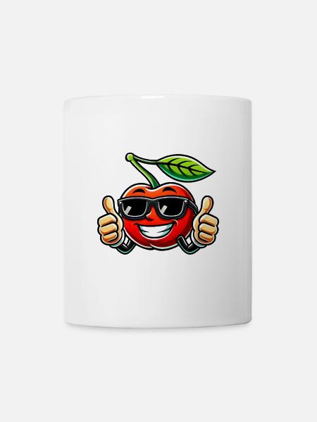 Coole Kirsche mit Sonnenbrille - Tasse - Weiß