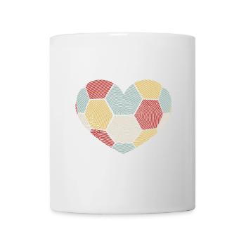 Handball Herz Valentinstag Fingerabdruck Retro - Tasse - Weiß - Vorne
