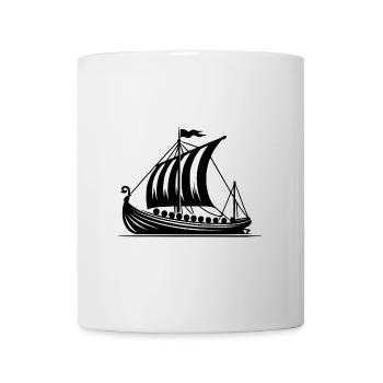 Drachenboot Wikinger Style Segel Design - Tasse - Weiß - Vorne