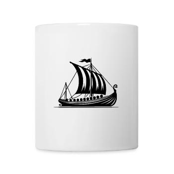 Drachenboot mit Segel Wikinger Style Design - Tasse - Weiß - Vorne