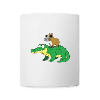 Capybara Sunglasses Taxi Alligator Crocodile - Mug - white - Front