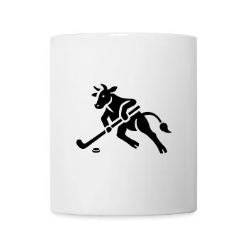 Cow Bull Hockey Player Silhouette Minimalist - Mug - white - Front