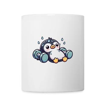 Pinguin Hantel Training Workout Erschöpft Lustig - Tasse - Weiß - Vorne