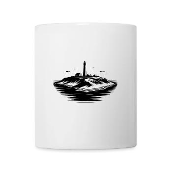 Einsame Insel mit Leuchtturm an der Küste - Tasse - Weiß - Vorne