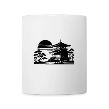 Temple du coucher de soleil Paysage asiatique - Mug blanc - blanc - Devant