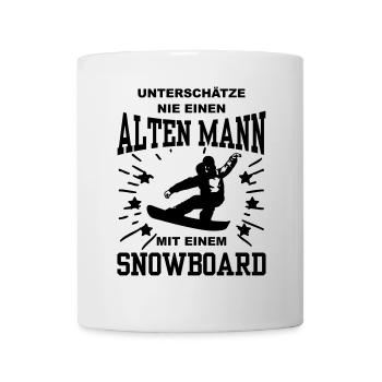 Unterschätze nie ein alten Mann mit eine Snowboard - Tasse - Weiß - Vorne