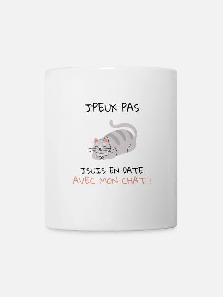 J'peux pas, j'ai un date avec mon chat - Mug blanc - blanc