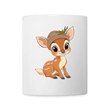 cerf mignon mignon bébé enfants animal fauve dessin animé - Mug blanc - blanc - Devant