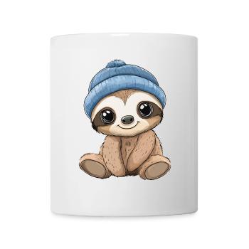 Paresseux doux mignon bébé enfants animal dessin animé - Mug blanc - blanc - Devant