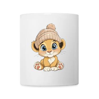 Lion mignon mignon bébé enfants animal dessin animé - Mug blanc - blanc - Devant