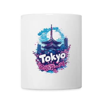 Tokio Japan Pagode Stadt Skyline Sonne Blumen - Tasse - Weiß - Vorne