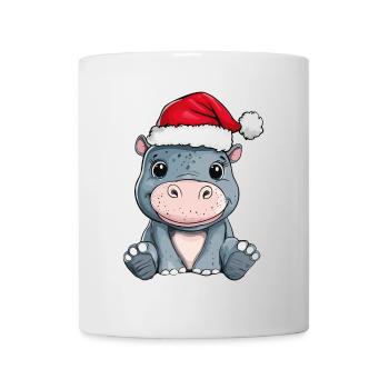 Nilpferd Weihnachten Süß Niedlich Weihnachtlich - Tasse - Weiß - Vorne