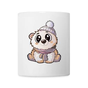 Niedlicher Eisbär mit Schal und Pudelmütze. - Tasse - Weiß - Vorne