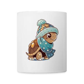 Niedliche Schildkröte mit Schal und Pudelmütze. - Tasse - Weiß - Vorne