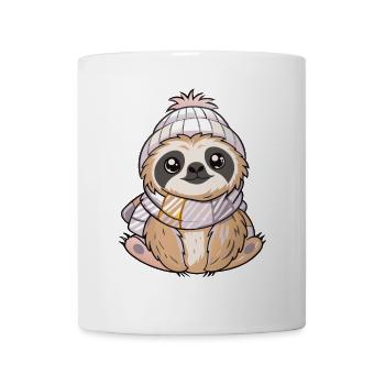 Niedliches Faultier mit Schal und Pudelmütze. - Tasse - Weiß - Vorne