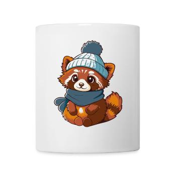 Niedlicher roter Panda mit Schal und Pudelmütze. - Tasse - Weiß - Vorne
