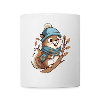 Niedliches Eichhörnchen mit Schal und Pudelmütze. - Tasse - Weiß - Vorne