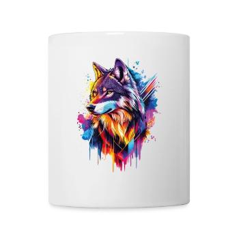 Wolf Wolfskopf Raubtier Wald Natur Wildnis Bunt - Tasse - Weiß - Vorne