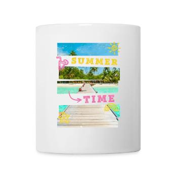 Sommer Strand Meer Palmen Urlaub Summer Time - Tasse - Weiß - Vorne