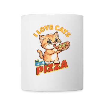 Chat J’Aime Les Chats Et La Pizza Drôle Drôle Humour - Mug blanc - blanc - Devant