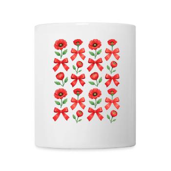 Women's Poppy Flower Bow - Mug - white - Front