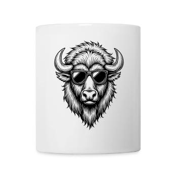 Cool Buffalo with Sunglasses – Stylish Animal - Mug - white - Front