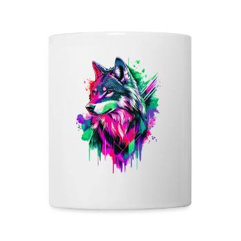 Wolf Wolfskopf Raubtier Wald Natur Wildnis Bunt - Tasse - Weiß - Vorne