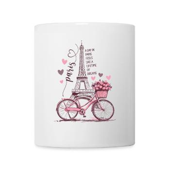 Paris Tour Eiffel Vélo Coeurs Fleurs France - Mug blanc - blanc - Devant