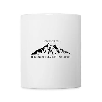 Klassische Berglandschaft: Jeder Gipfel beginnt - Tasse - Weiß - Vorne
