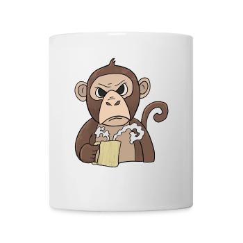 Mürrischer kleiner Affe mit Kaffee Morgenmuffel - Tasse - Weiß - Vorne