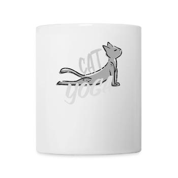 Niedliche Yoga Katze - Tasse - Weiß - Vorne