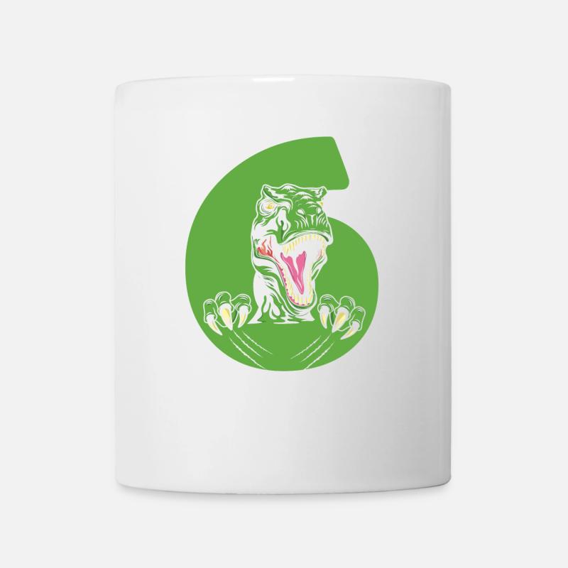 Enfants 6ème anniversaire 6 ans Dino Dinosaur - Mug blanc - blanc