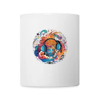 Man with headphones, listening to music - Mug - white - Front