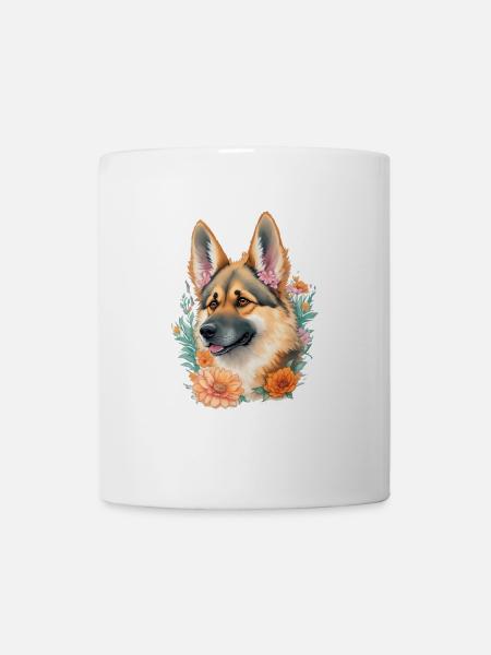 Berger allemand Mignon fleur fille - Mug blanc - blanc