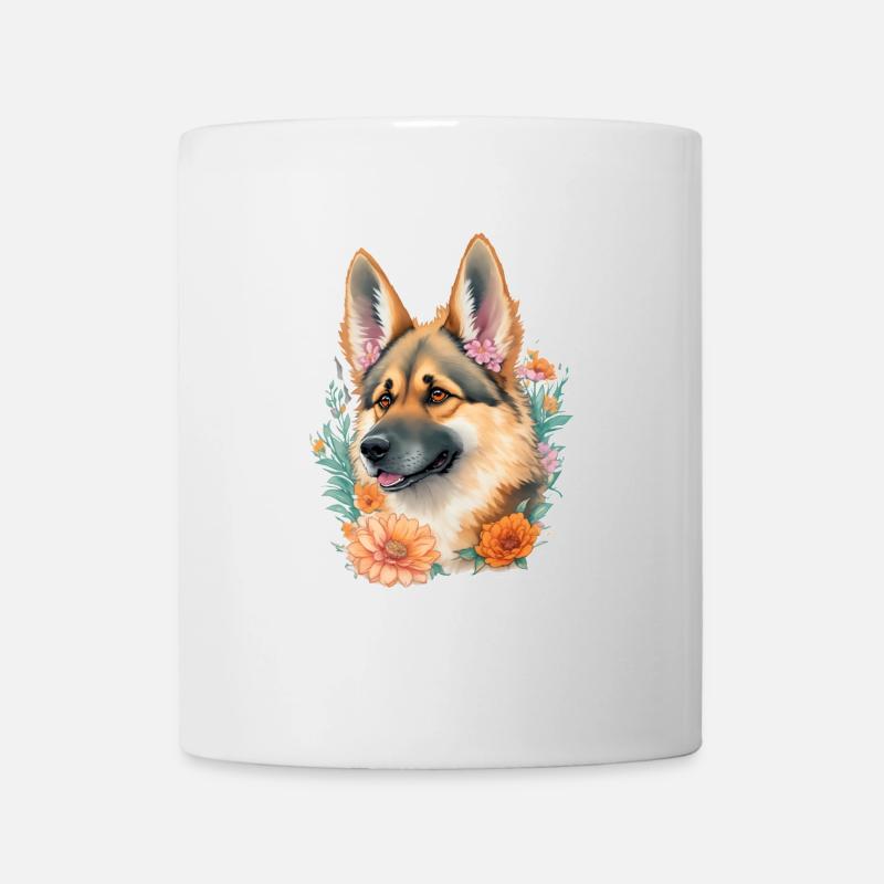 Berger allemand Mignon fleur fille - Mug blanc - blanc