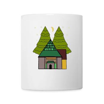 Haus Nacht Himmel Sternenhimmel Waldbewohner - Tasse - Weiß - Vorne