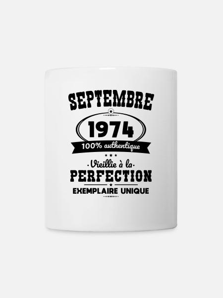 Anniversaire 50 ans - Septembre 1974 Perfection - Mug blanc - blanc