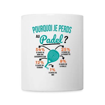 Idée cadeau Padel - Pourquoi je perds au Padel? - Mug blanc - blanc - Devant