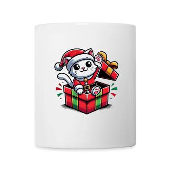Chat de Noël dans une boîte cadeau - Mug blanc - blanc - Devant