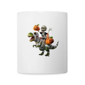 Squelette sur T-Rex avec des citrouilles - Mug blanc - blanc - Devant