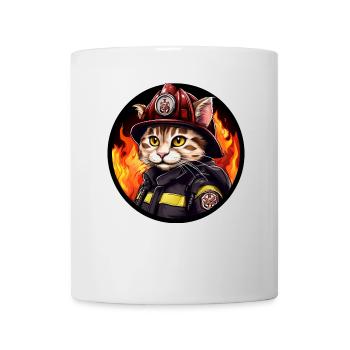 Katze Feuerwehr - Tasse - Weiß - Vorne