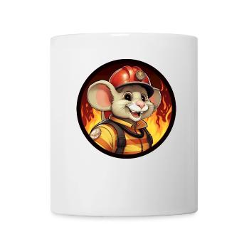 Feuerwehrmann Maus - Tasse - Weiß - Vorne