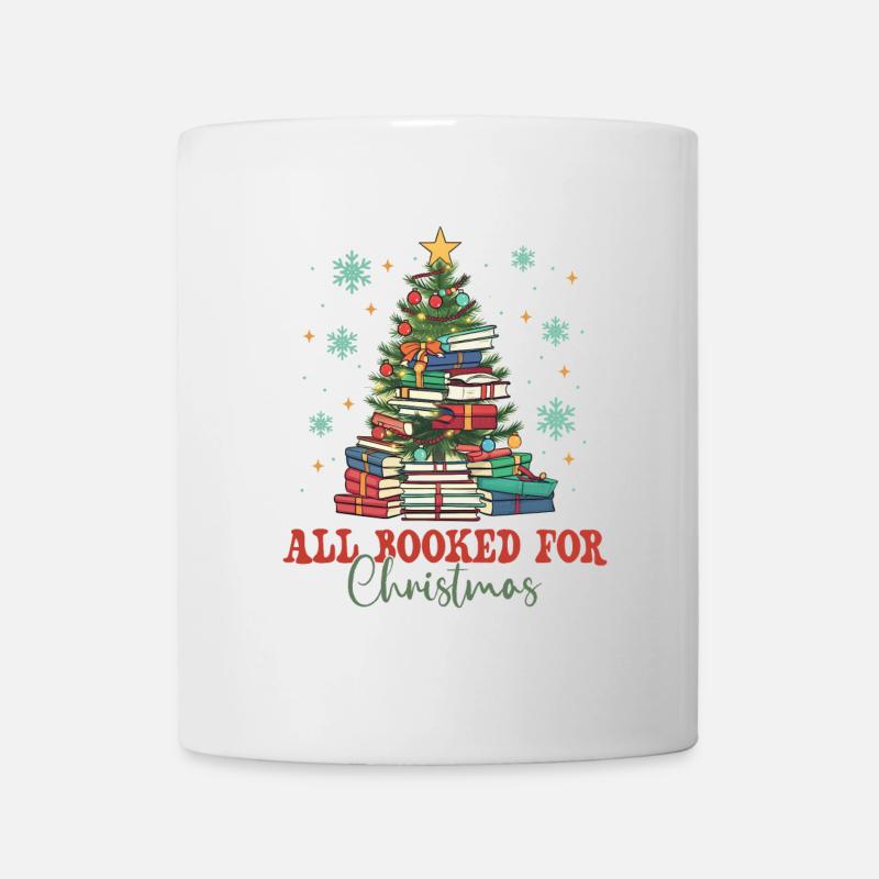 Tous les livres empilés pour Noël - Mug blanc - blanc