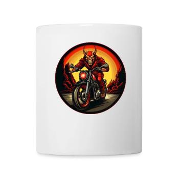 Teufel Motorrad / Motorradfahrer Teufel - Tasse - Weiß - Vorne